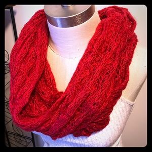 NWT Red knit shimmer infinity scarf shawl